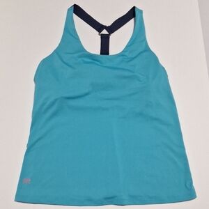 Ruby Ribbon Turquoise Workout Tank with Navy Strap Size 36